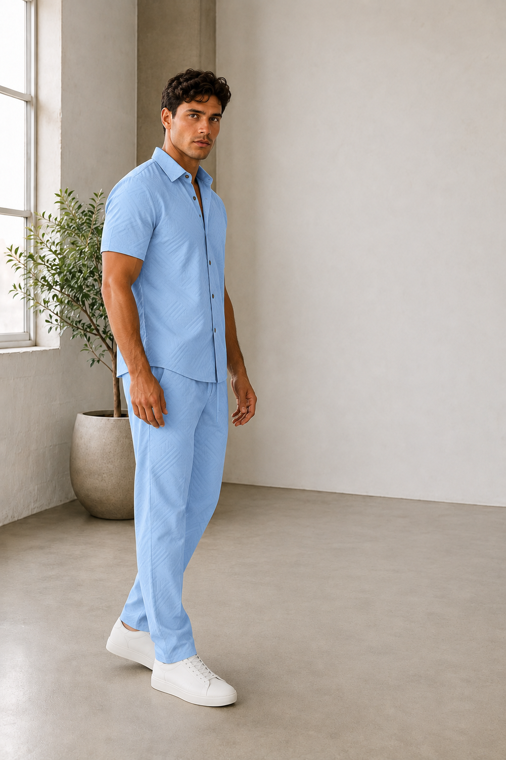 Relaxed fit matching shirt and trouser set