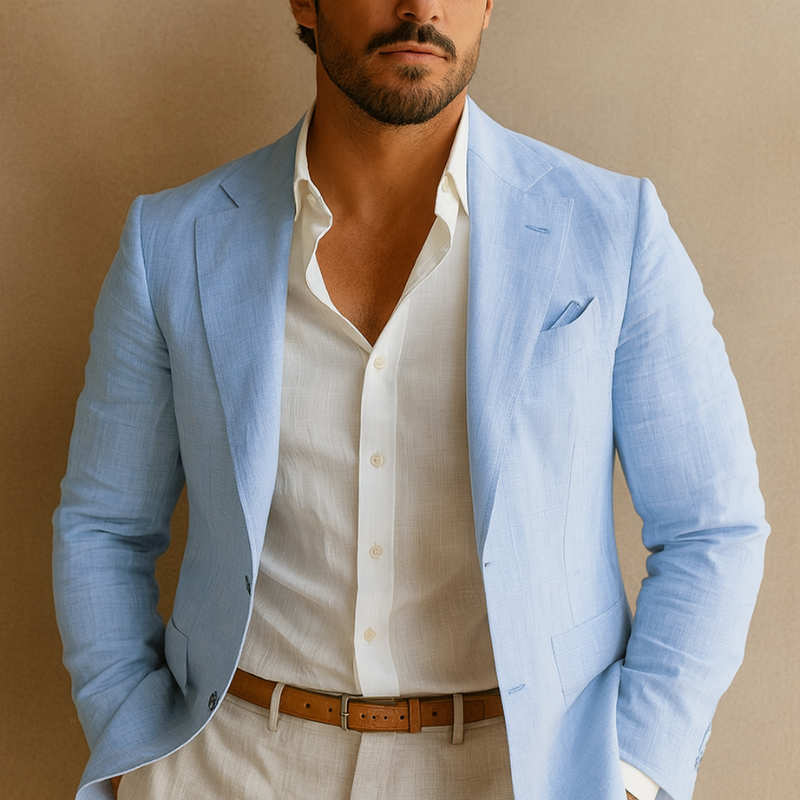 Strukturerad tygkavaj i linneblandning för herrar