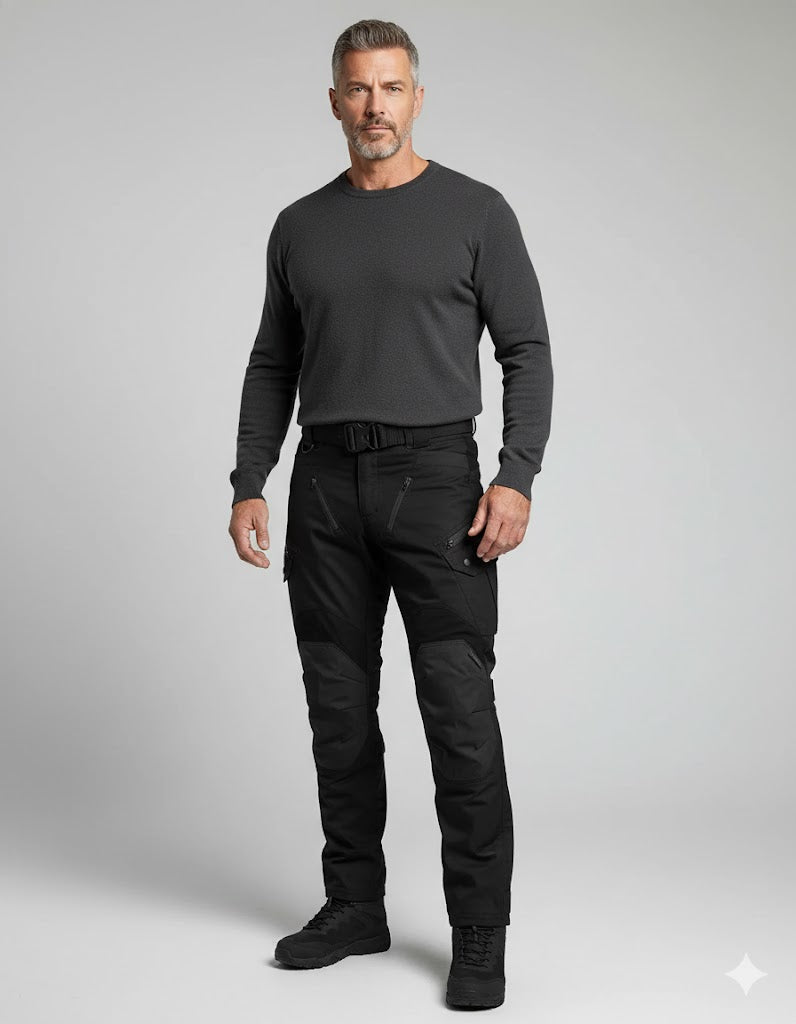 Cargobyxor med flera fickor och justerbart bälte