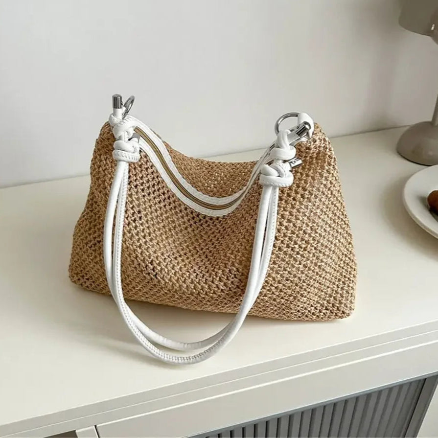 Vacation woven shoulder handbag