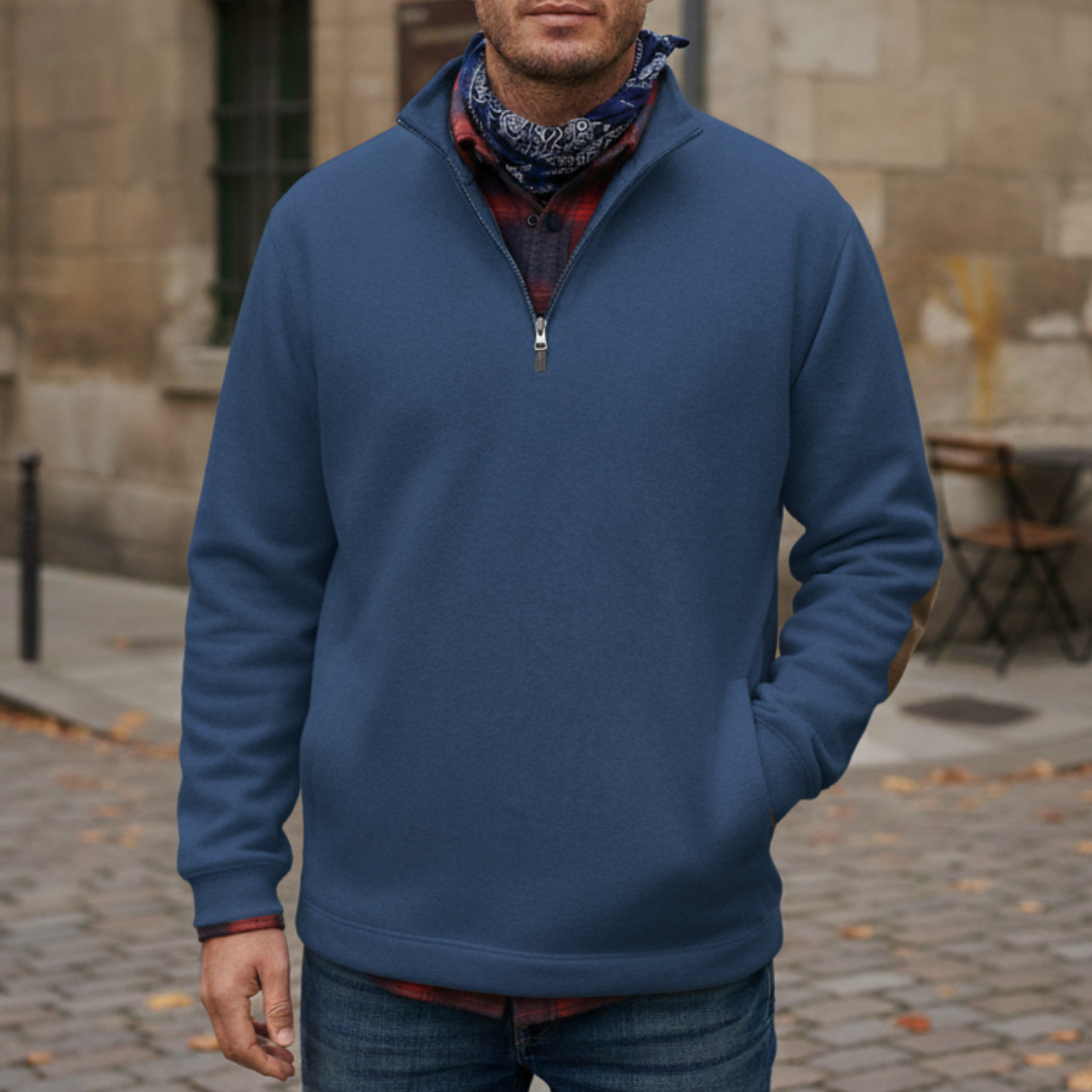 Stickad halvziptröja för herrar i bekväm passform