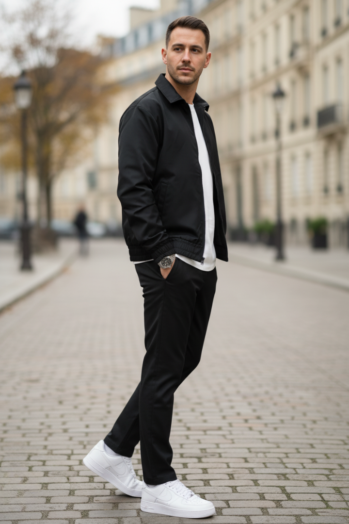 Löparjacka med dragkedja och ribbade muddar för män