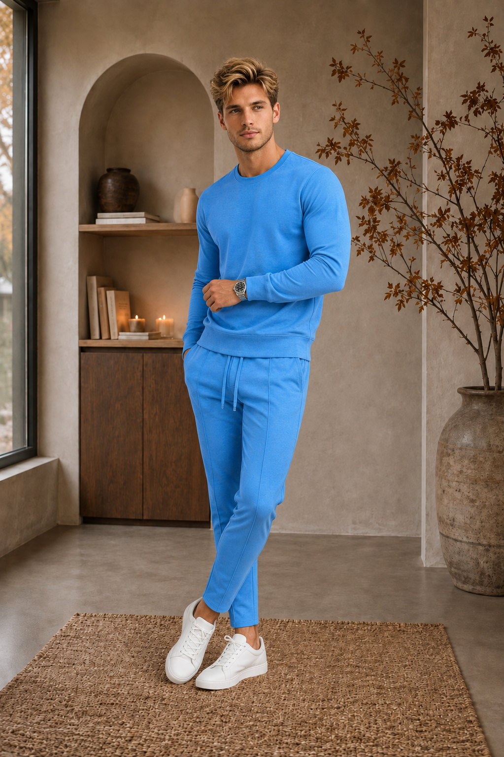 Men's blue cotton training set