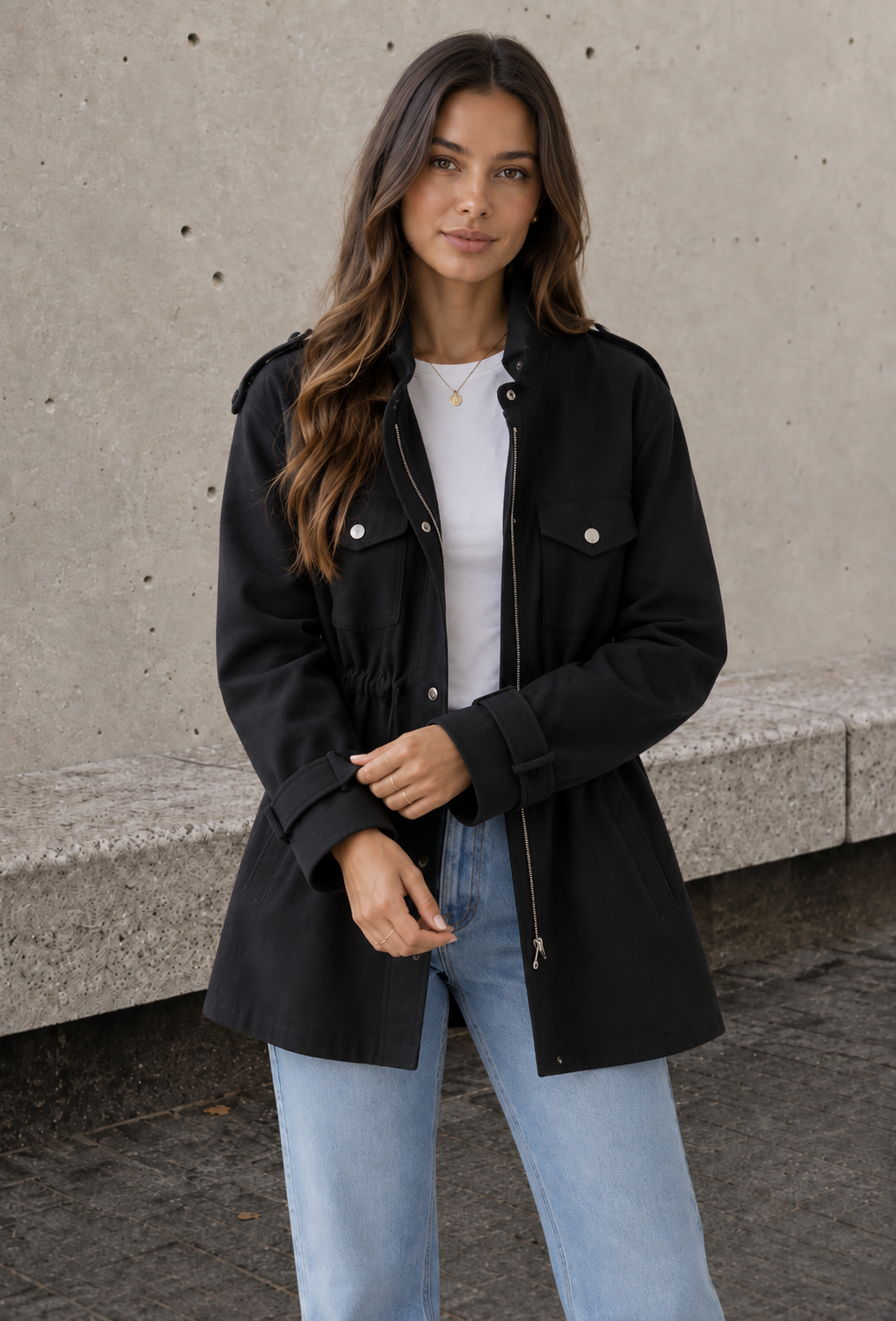 Black women's tailored overcoat