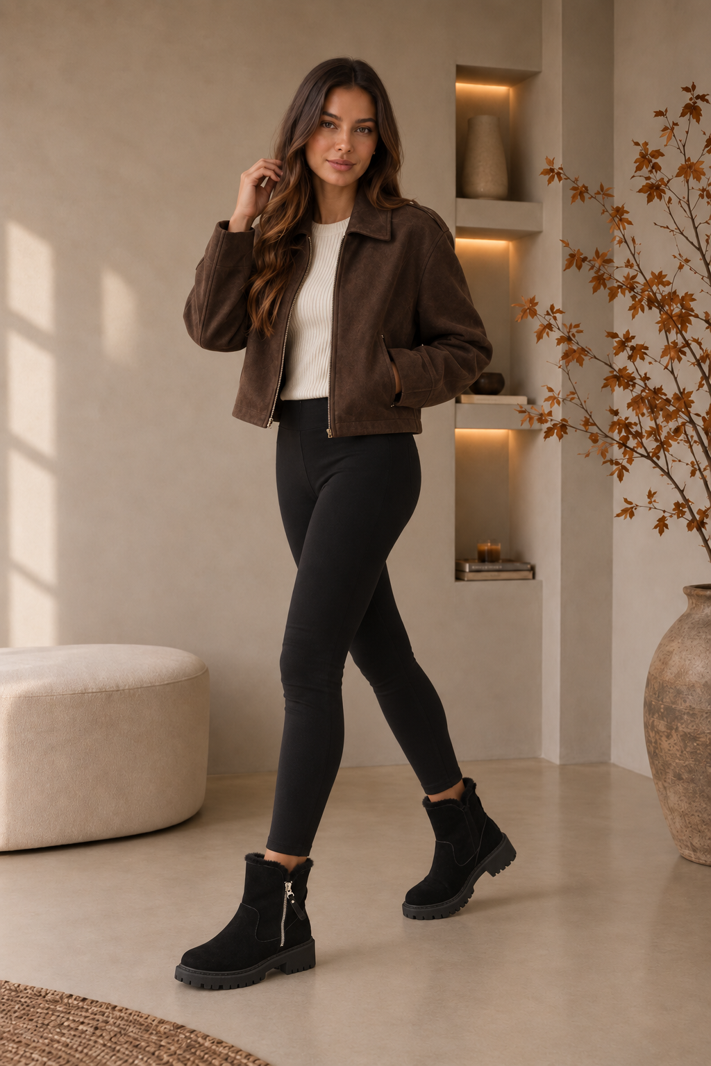 Black orthopedic winter boots for women