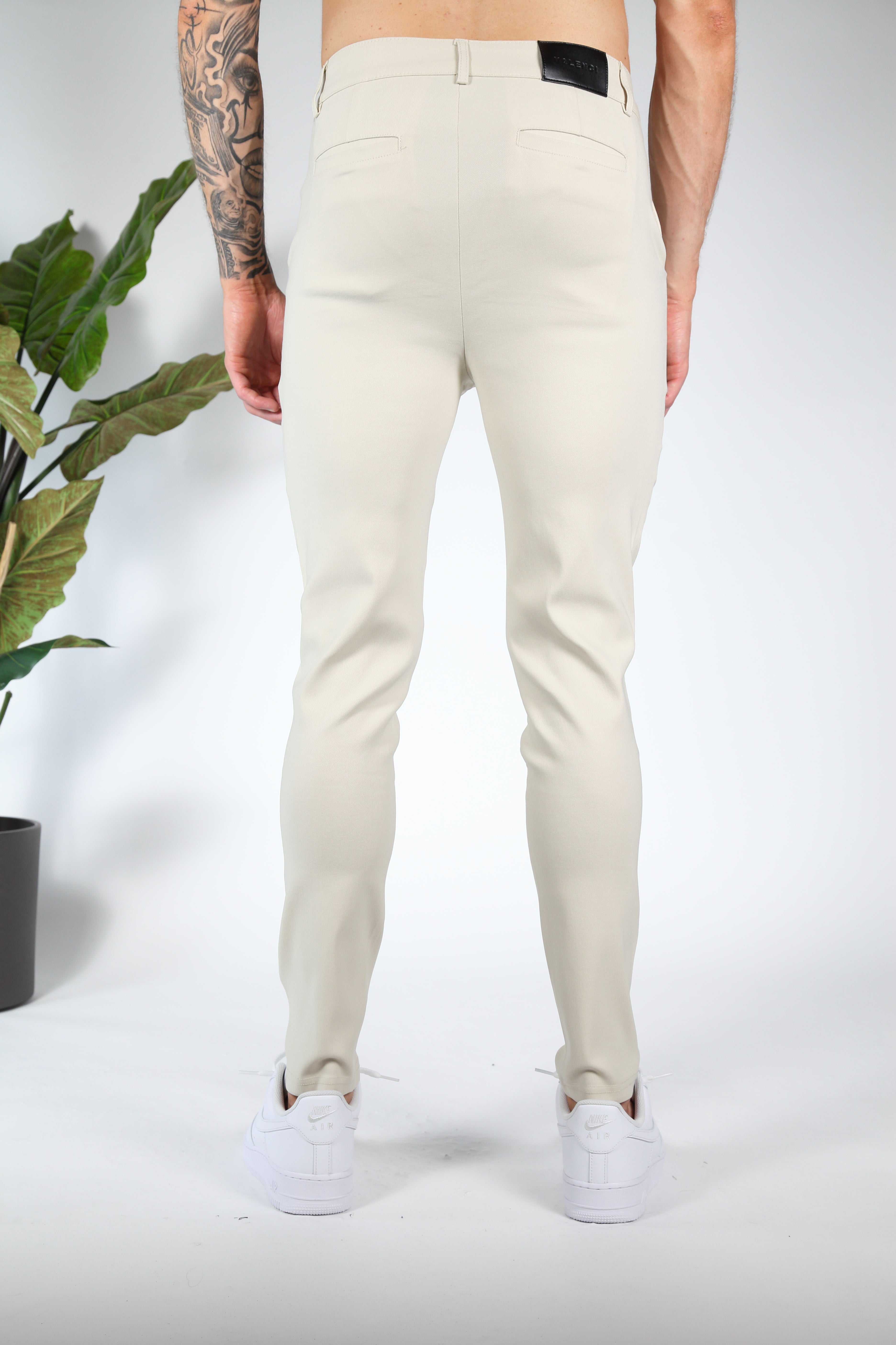 Beige Slim Fit Chinos Stretchtyg (Men)