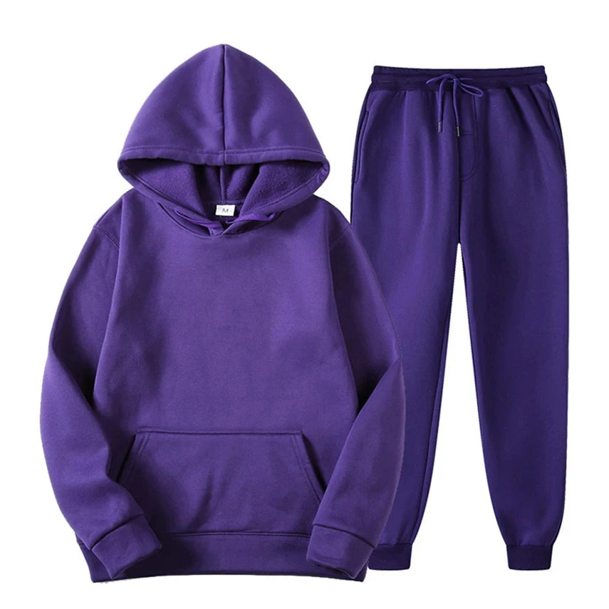 Men's cotton blend hoodie and joggers set with drawstring waistband and kangaroo pocket