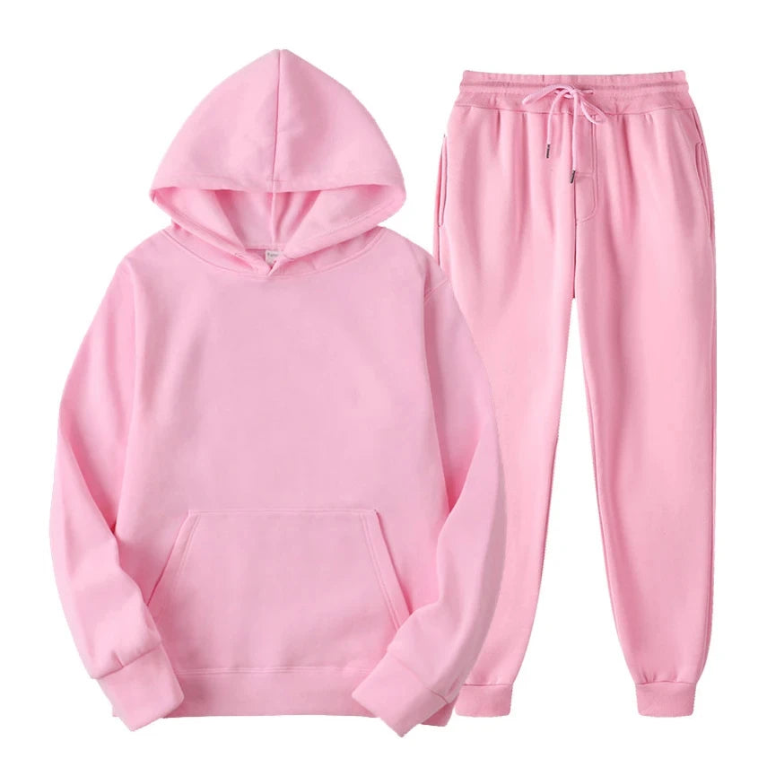 Men's relaxed-fit cotton blend two-piece hoodie and joggers matching set
