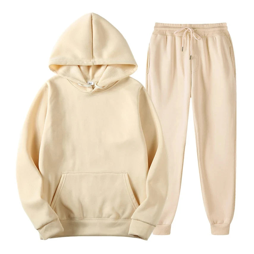 Men's relaxed cotton blend hoodie and matching joggers set with kangaroo pocket