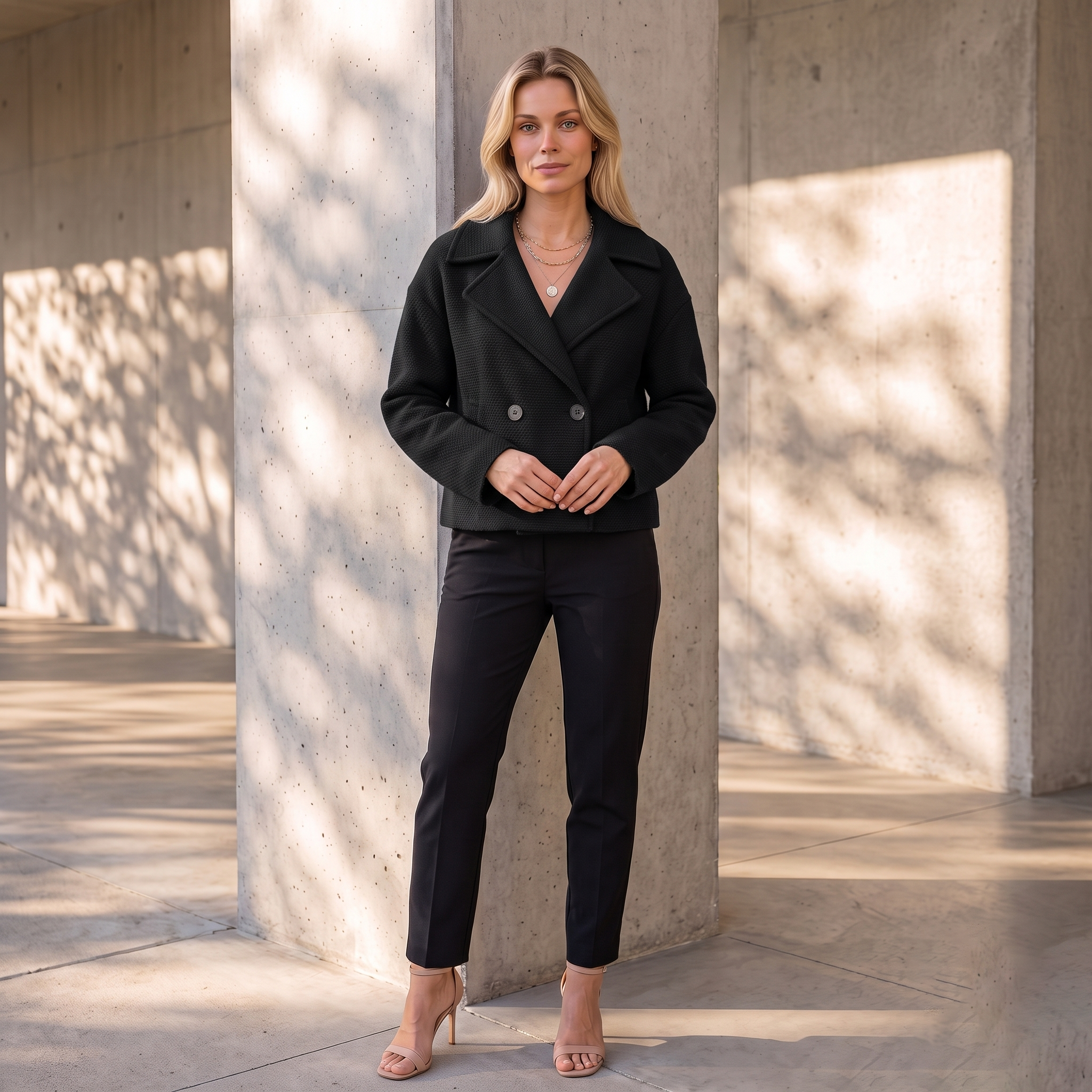 Wool Coat Double Breasted Women