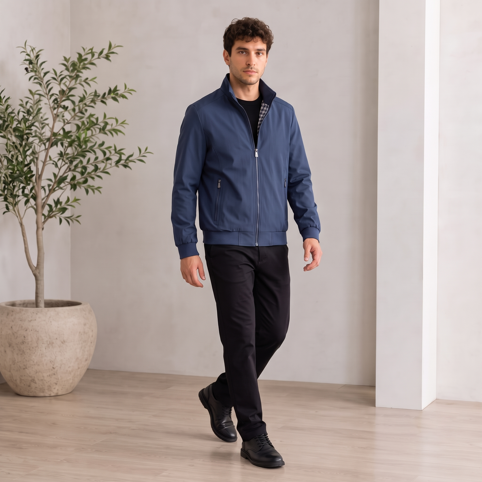 Woven Jacket Zip Front Men