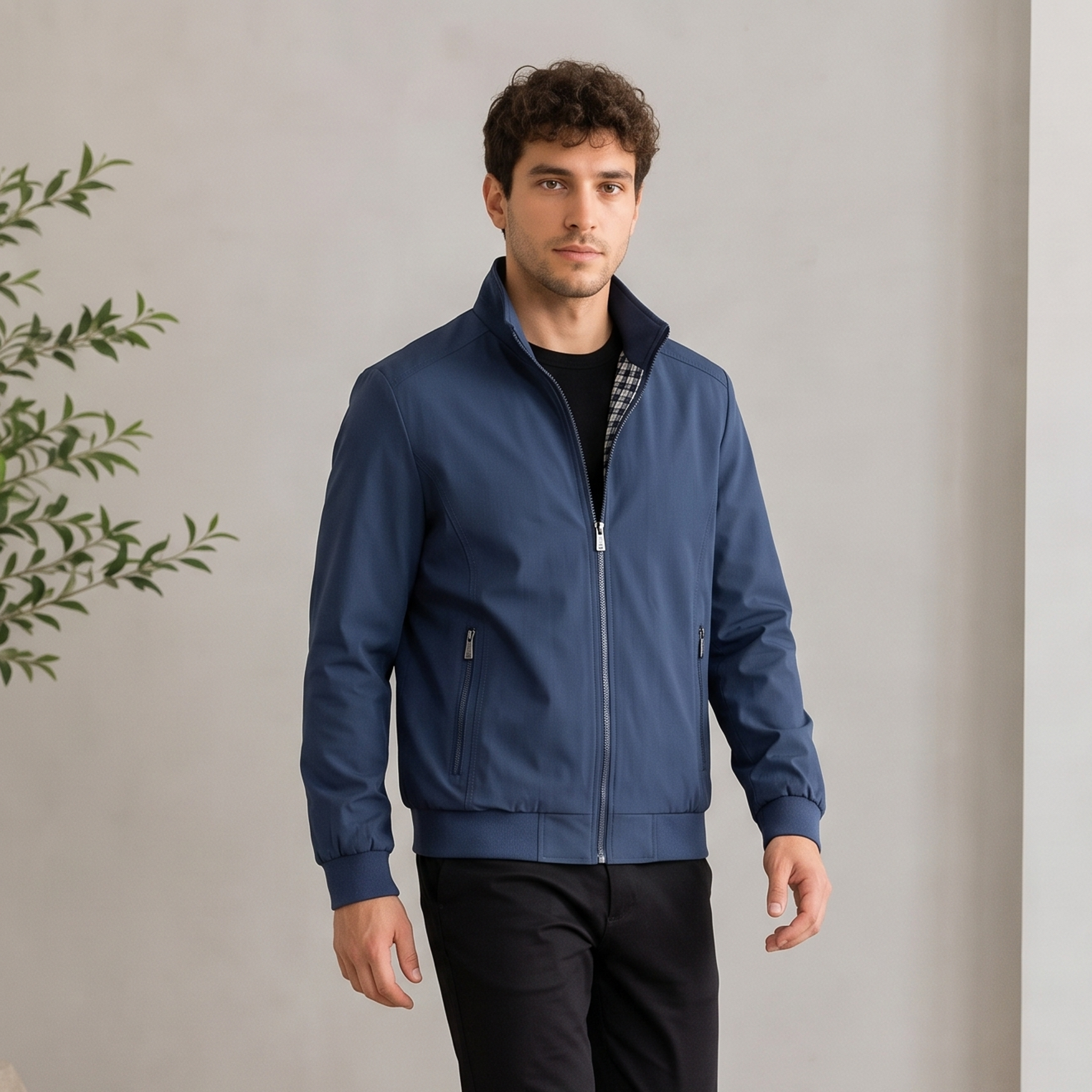 Woven Jacket Zip Front Men