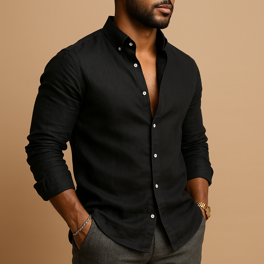 Herrskjorta bomull långärmad klassisk