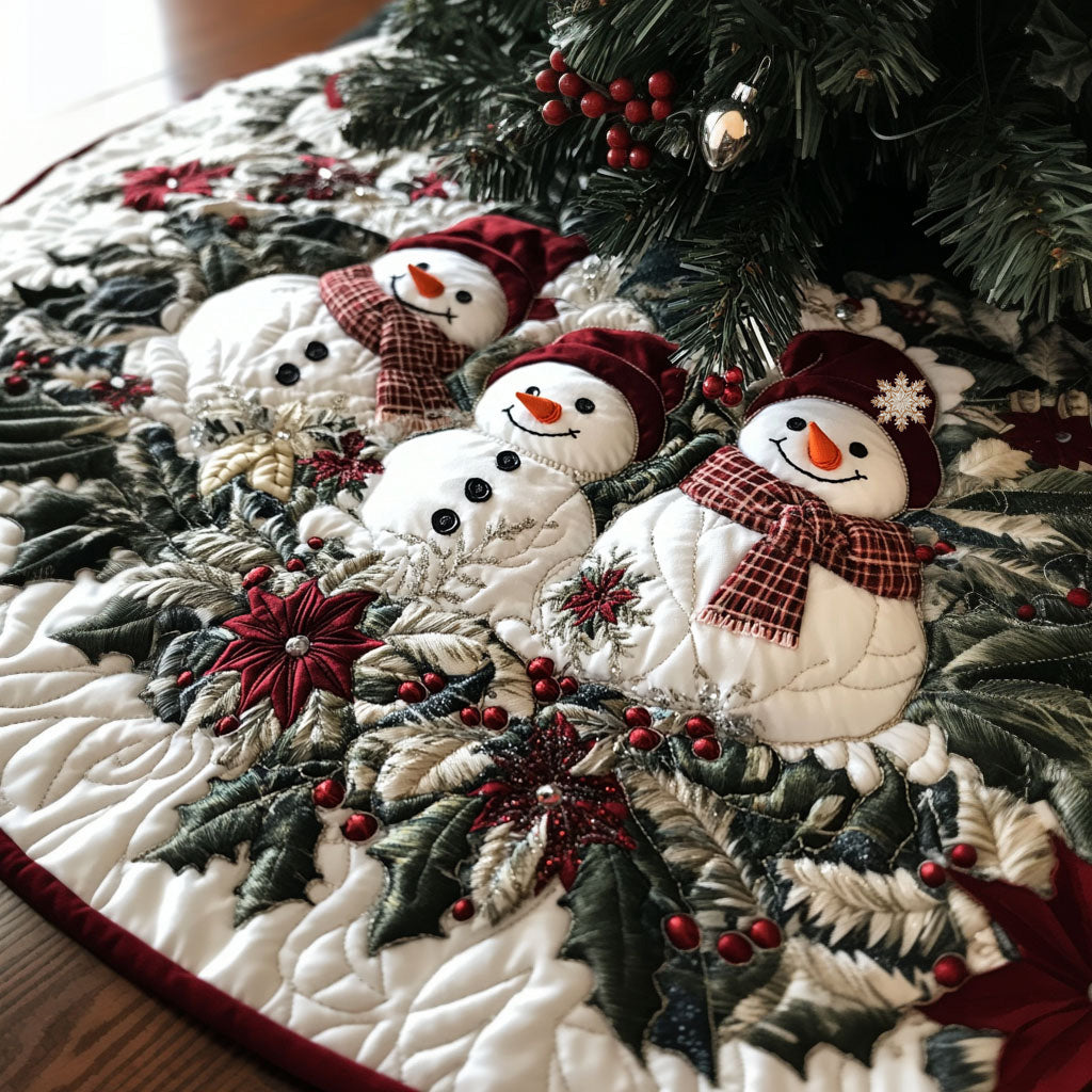 Bomullsjulgranskjol med vadderad struktur och snögubbedekor