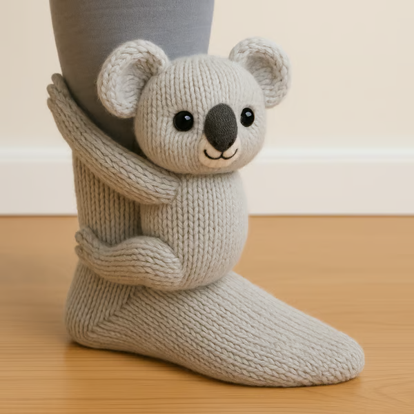 Women's cotton socks with 3D animal motif shown on a lifestyle or packaging context