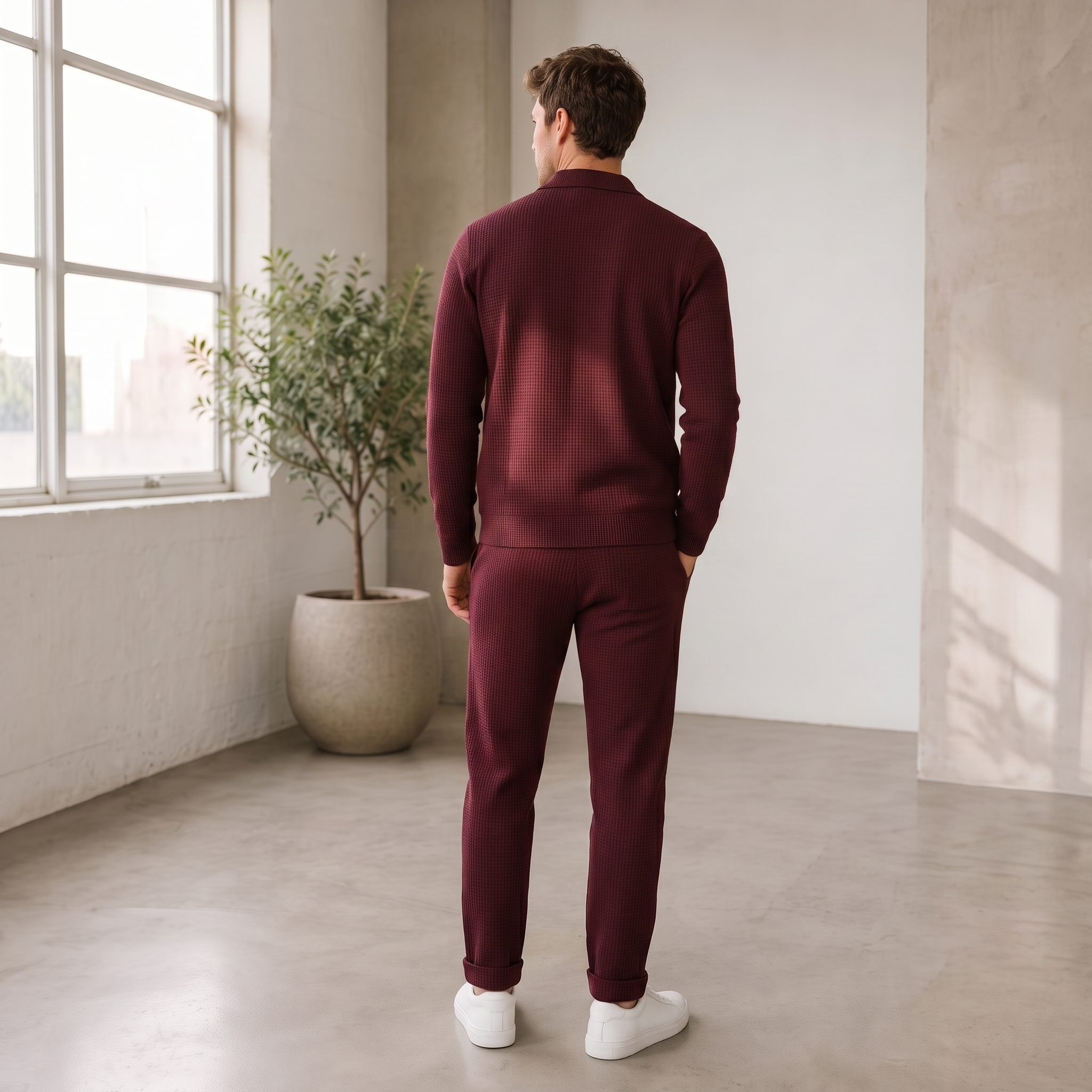 Textured Matching Set Zip Jacket Men