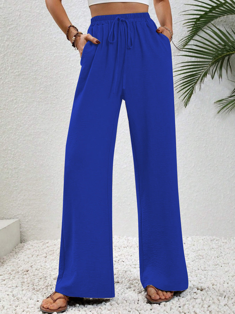 Women's relaxed-fit wide-leg pants with adjustable drawstring