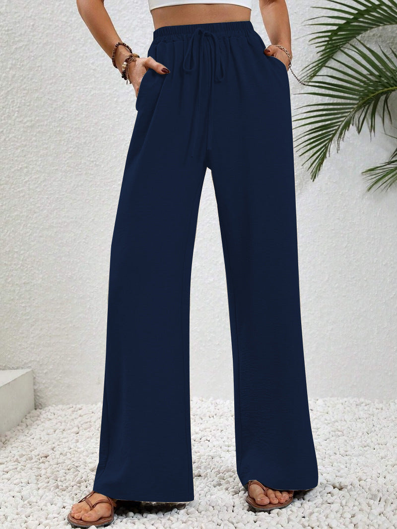 Women's wide-leg drawstring pants with comfortable relaxed fit