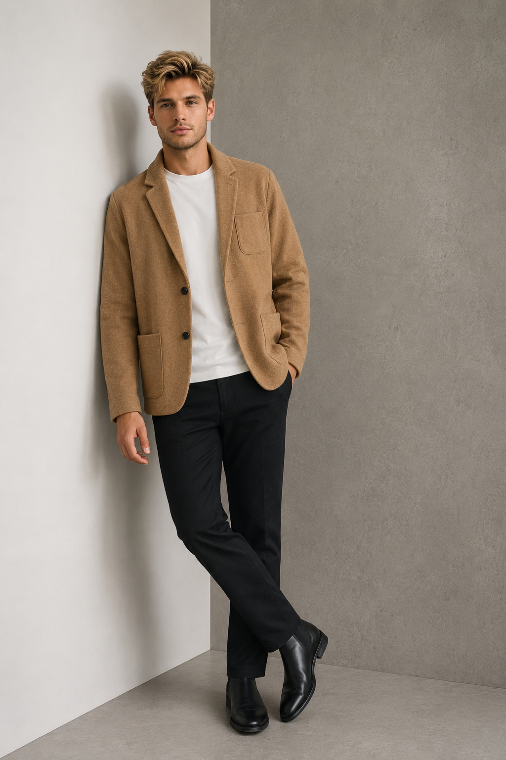 Men's brown tailored fit jacket