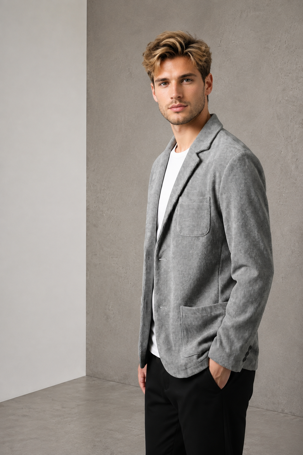 Close-up of tailored jacket fabric texture