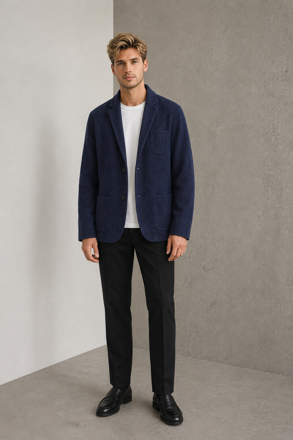 Men's navy blue tailored fit jacket