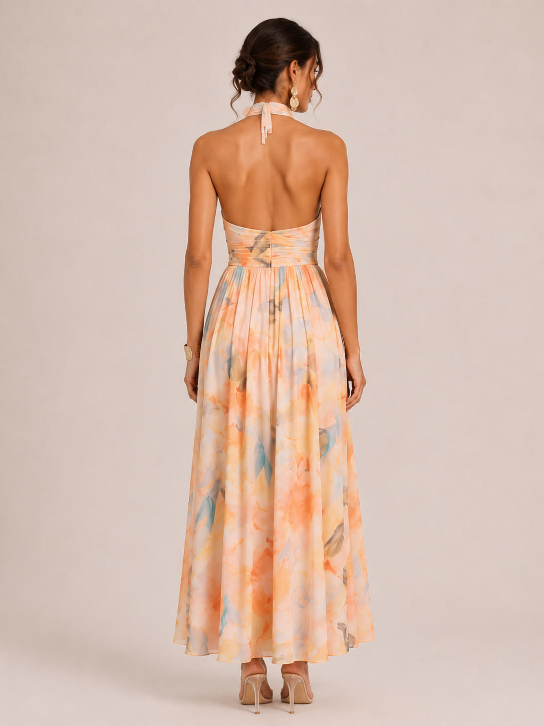 Halterneck dress with pattern for women
