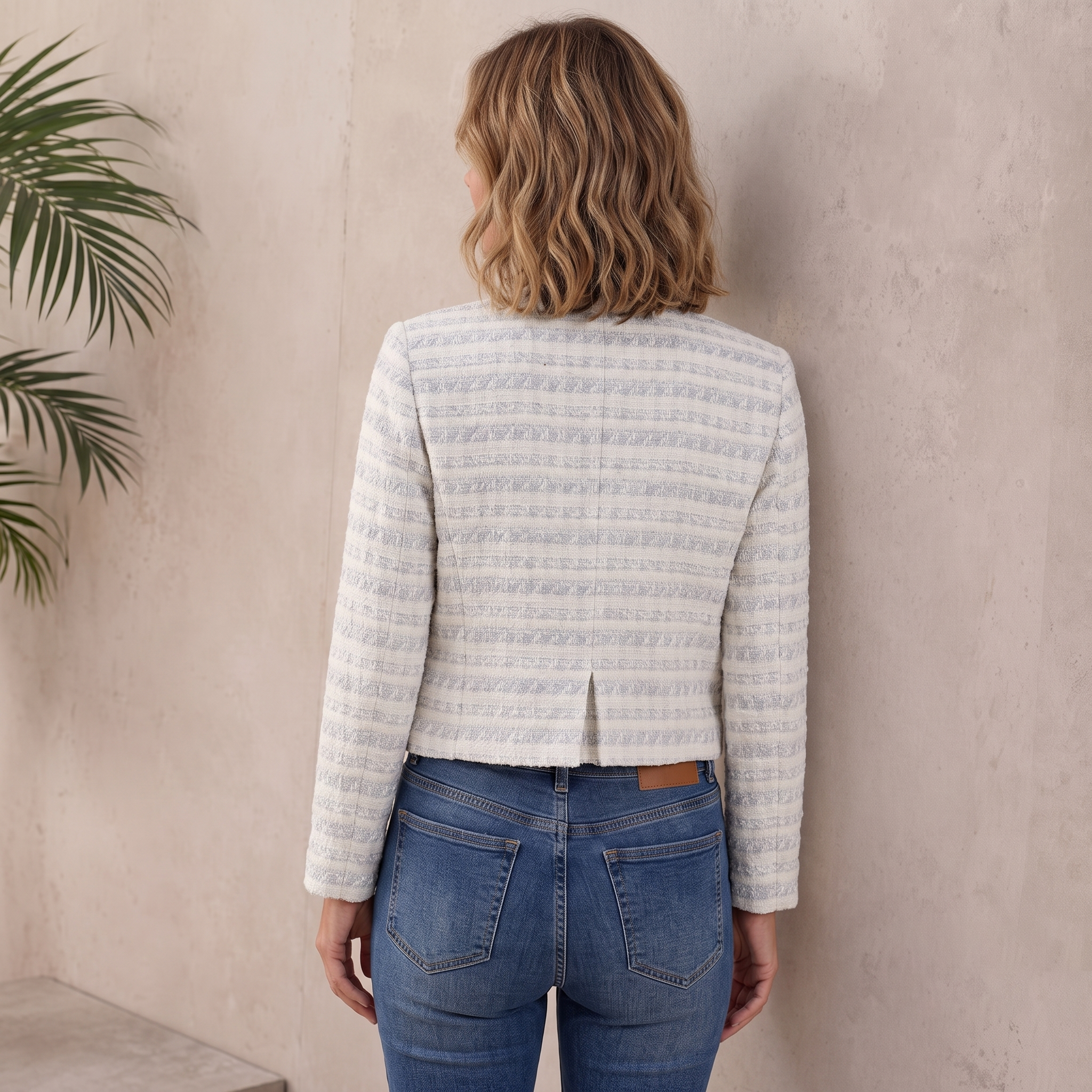 Tweed Cardigan Button Up Women