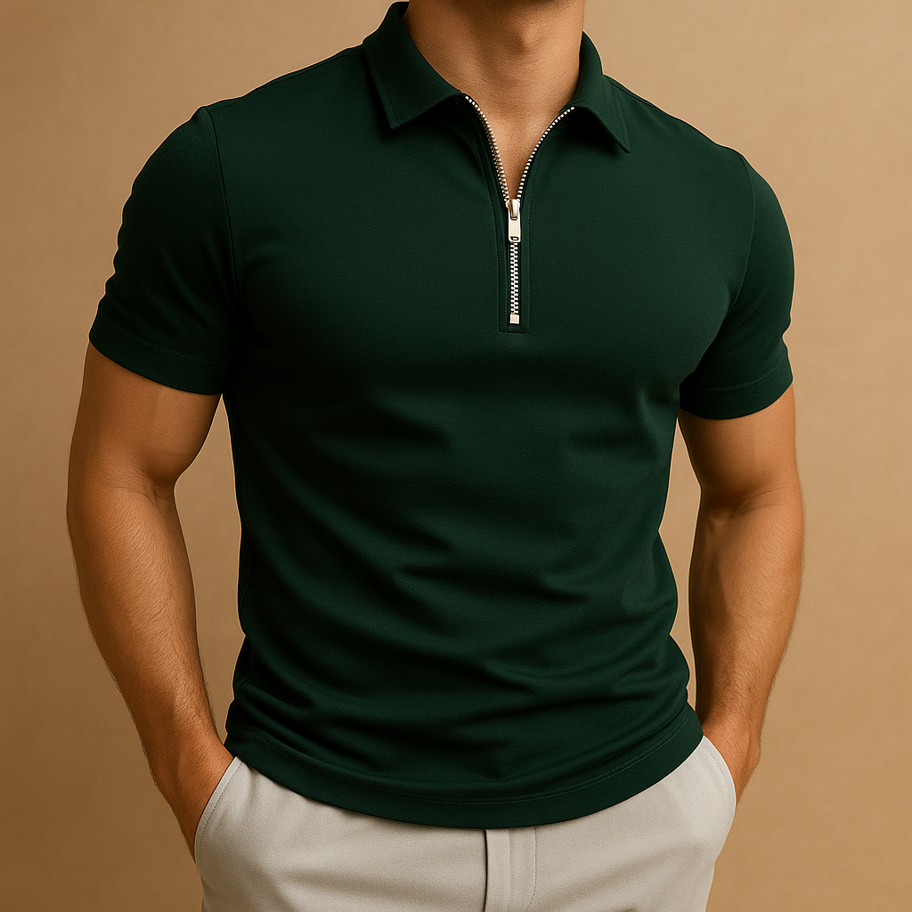 Men's short-sleeved zip-up polo shirt  Polotröjor