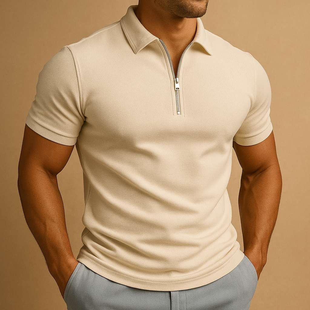 Men's short-sleeved zip-up polo shirt  Polotröjor