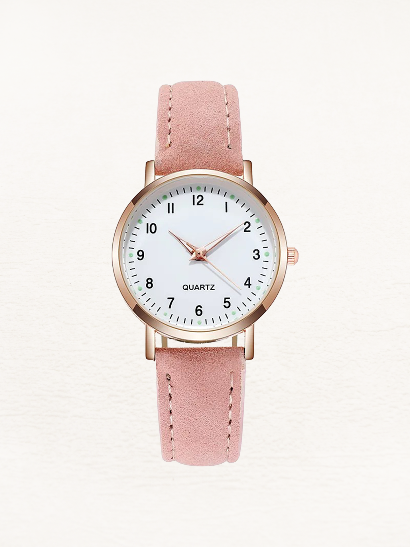 Analog quartzklocka med läderarmband för dam  Klockor