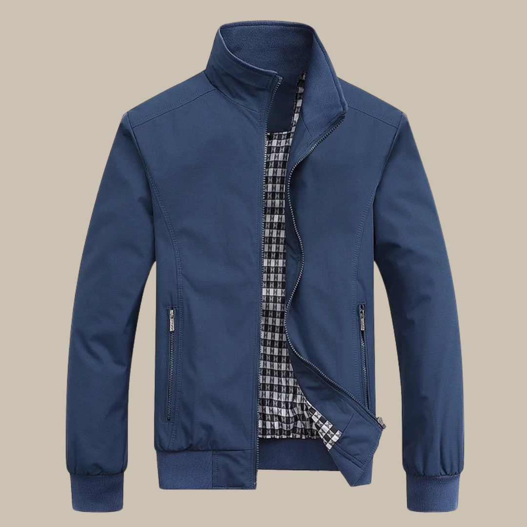 Men's structured woven jacket with straight hem and regular fit