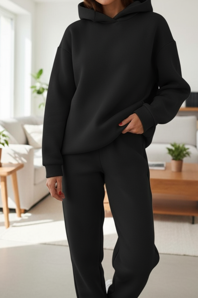 Fleece träningsbyxor och tröja avslappnad passform dam