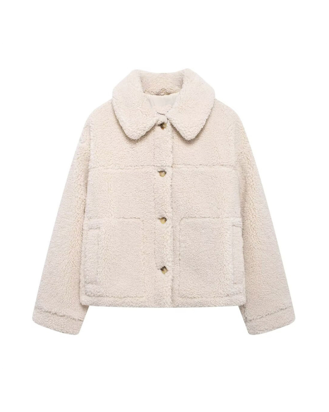 Fleecejacka med knappstängning och fickor framifrån