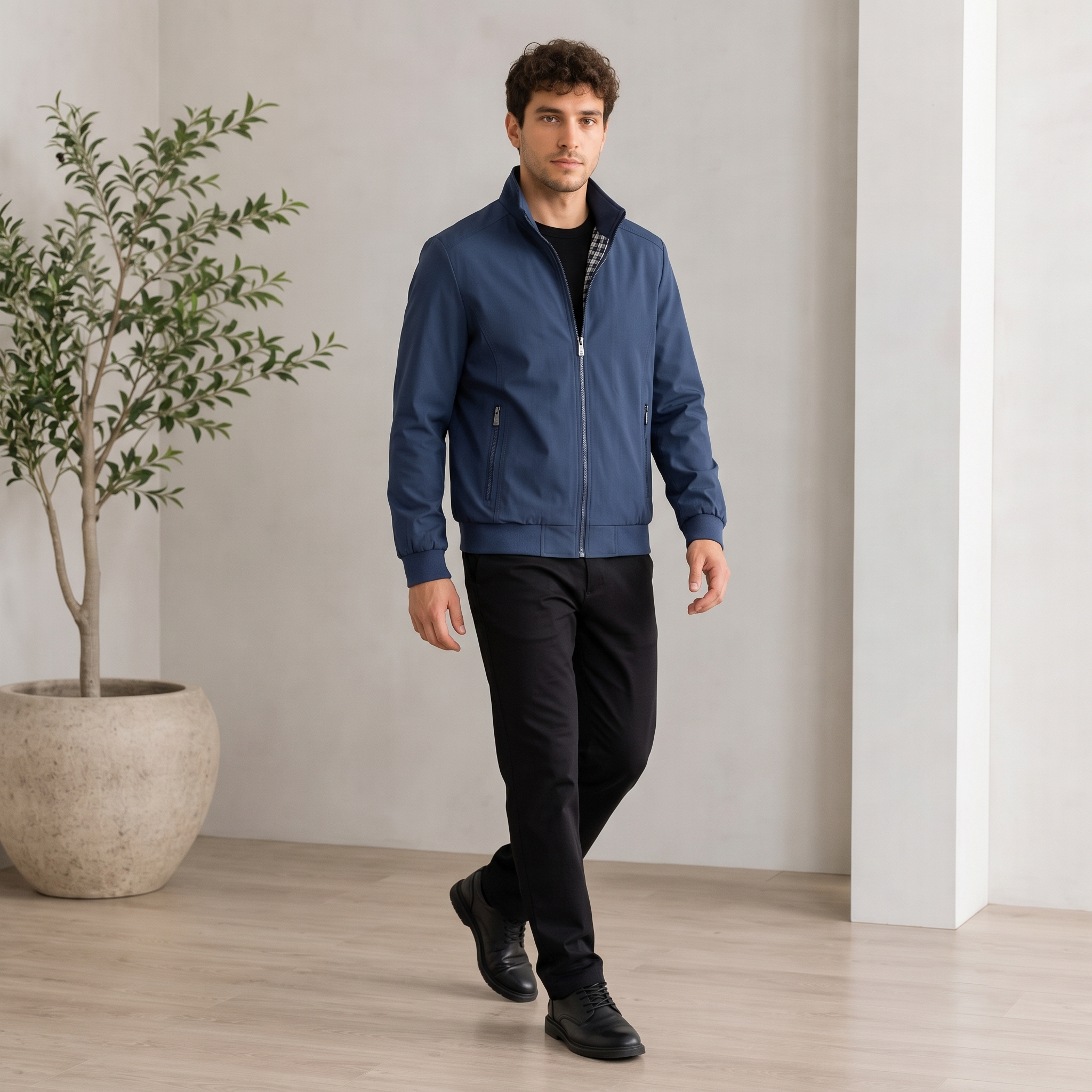 Woven Jacket Zip Front Men