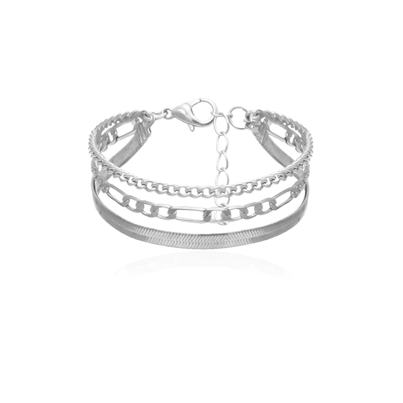 Layered chain metal bangle designed for upper arm placement