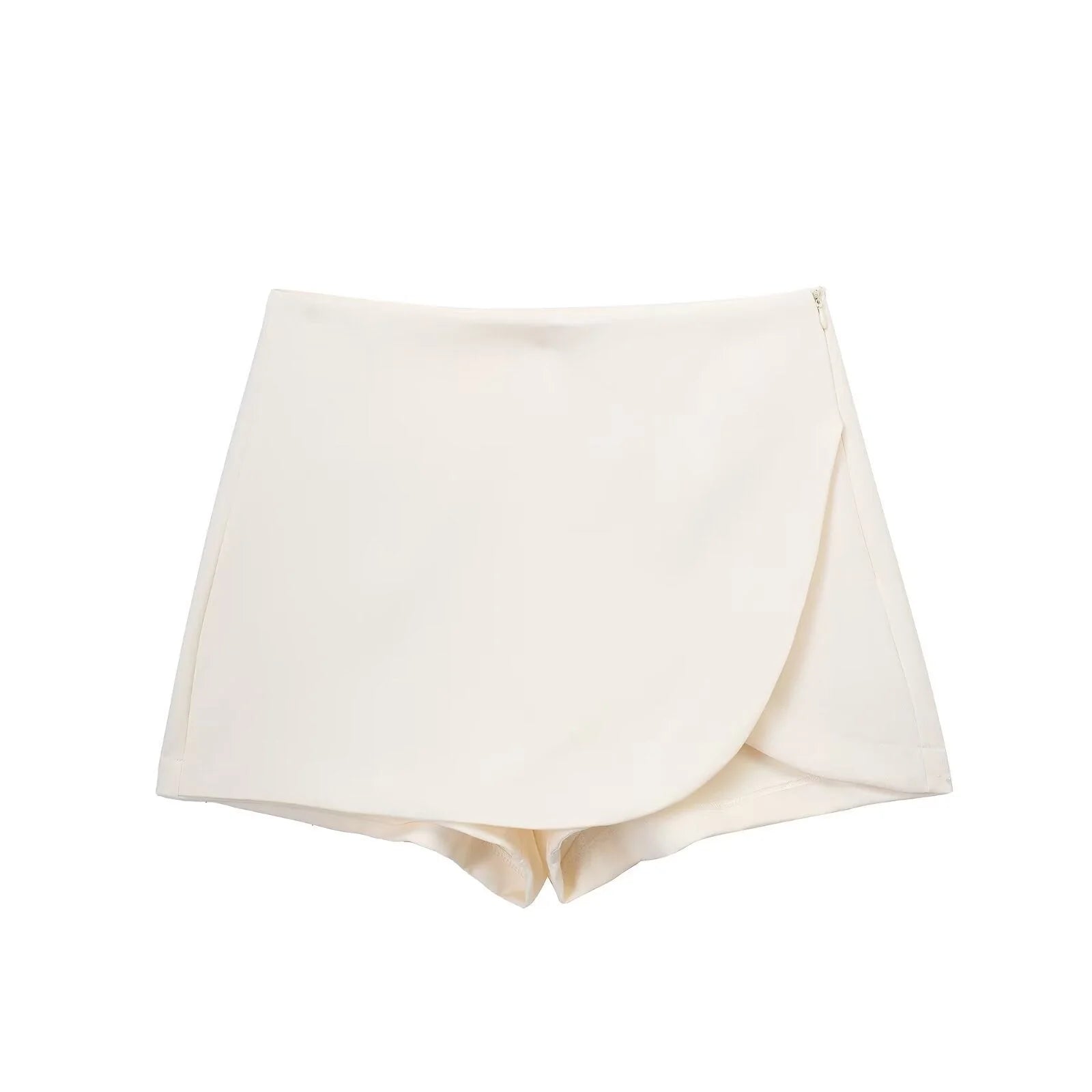 Women’s beige high waist wrap skort product view