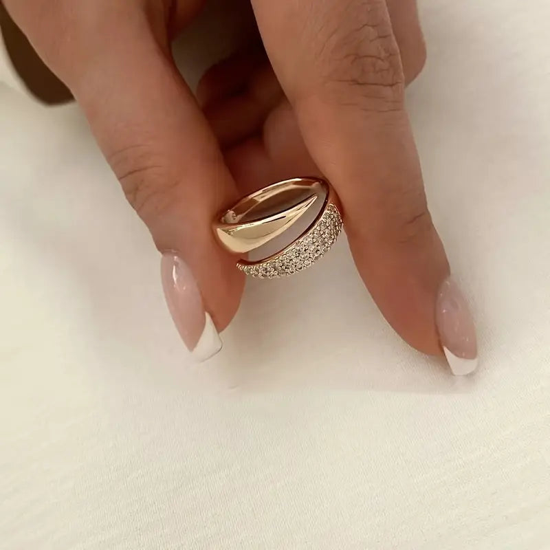 Women's adjustable ring set, two matching bands with subtle decorative detail