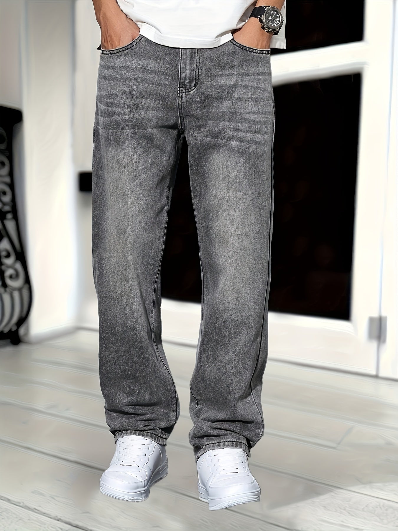 Klassiska Denimjeans Rak Passform (Herr)