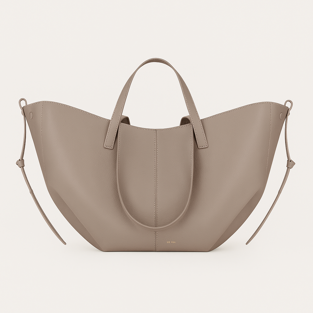 Konstläderväska med strukturerad sidoprofil och dubbla handtag