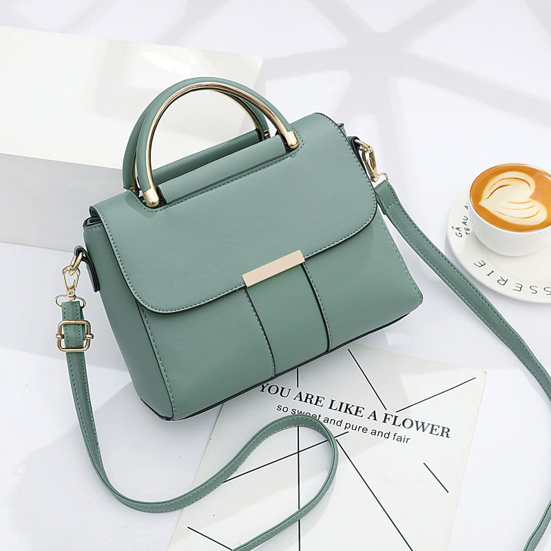 Elegant green shoulder handbag women with detachable strap