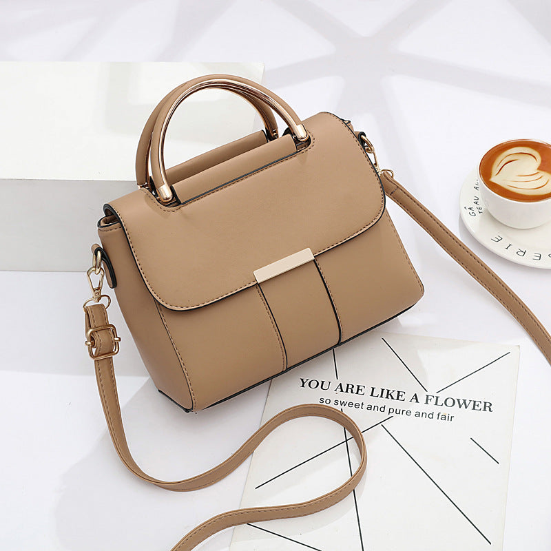 Beige structured faux leather handbag women