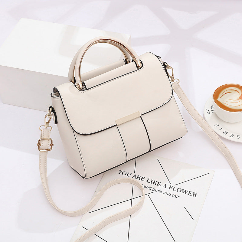 White elegant faux leather handbag women