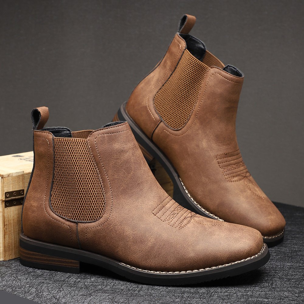 Brown men's Chelsea ankle boots pair