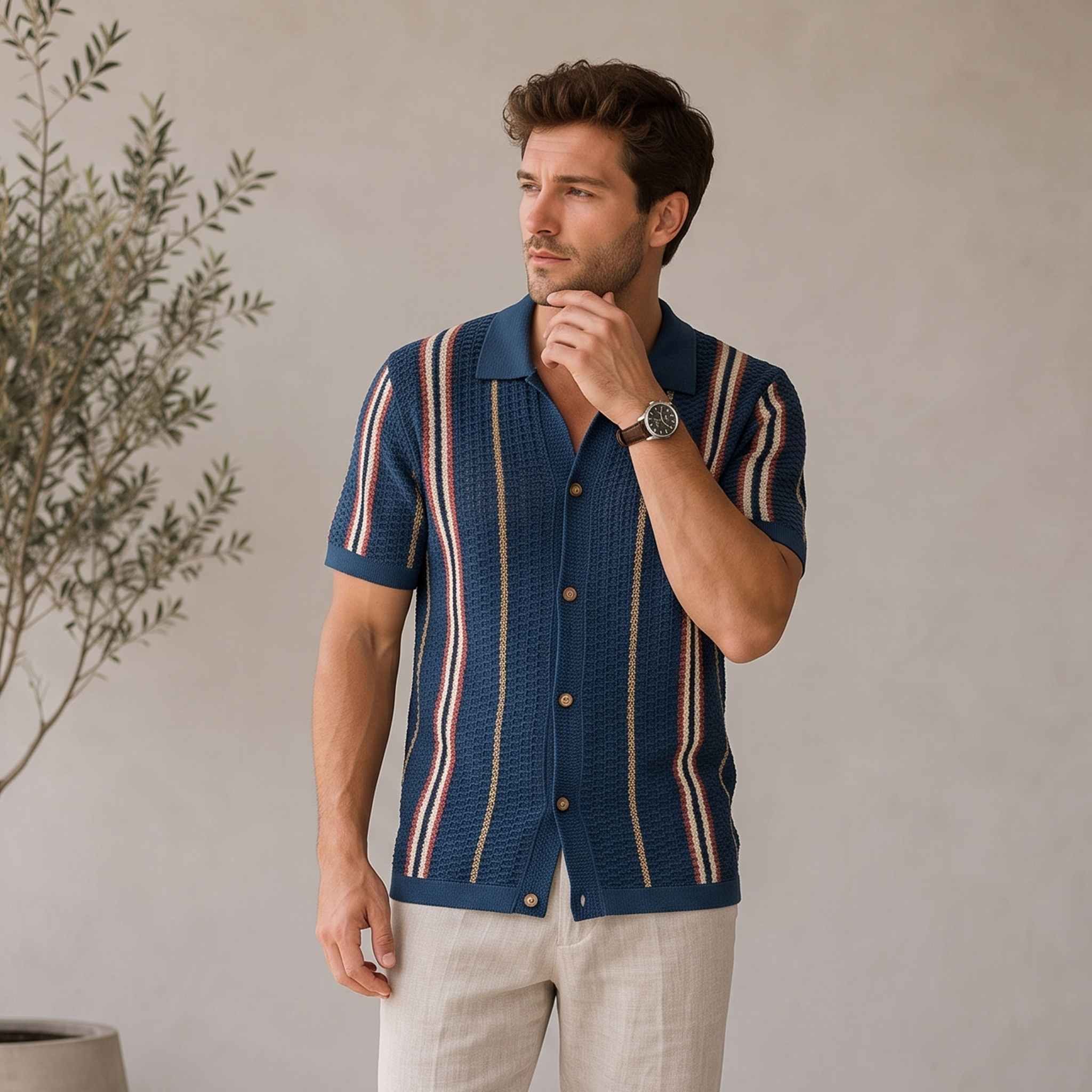 Polo Shirt Contrast Panel Men