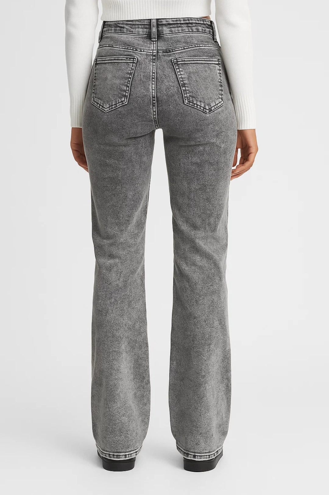 Damjeans i strukturerad denim med femfickskonstruktion