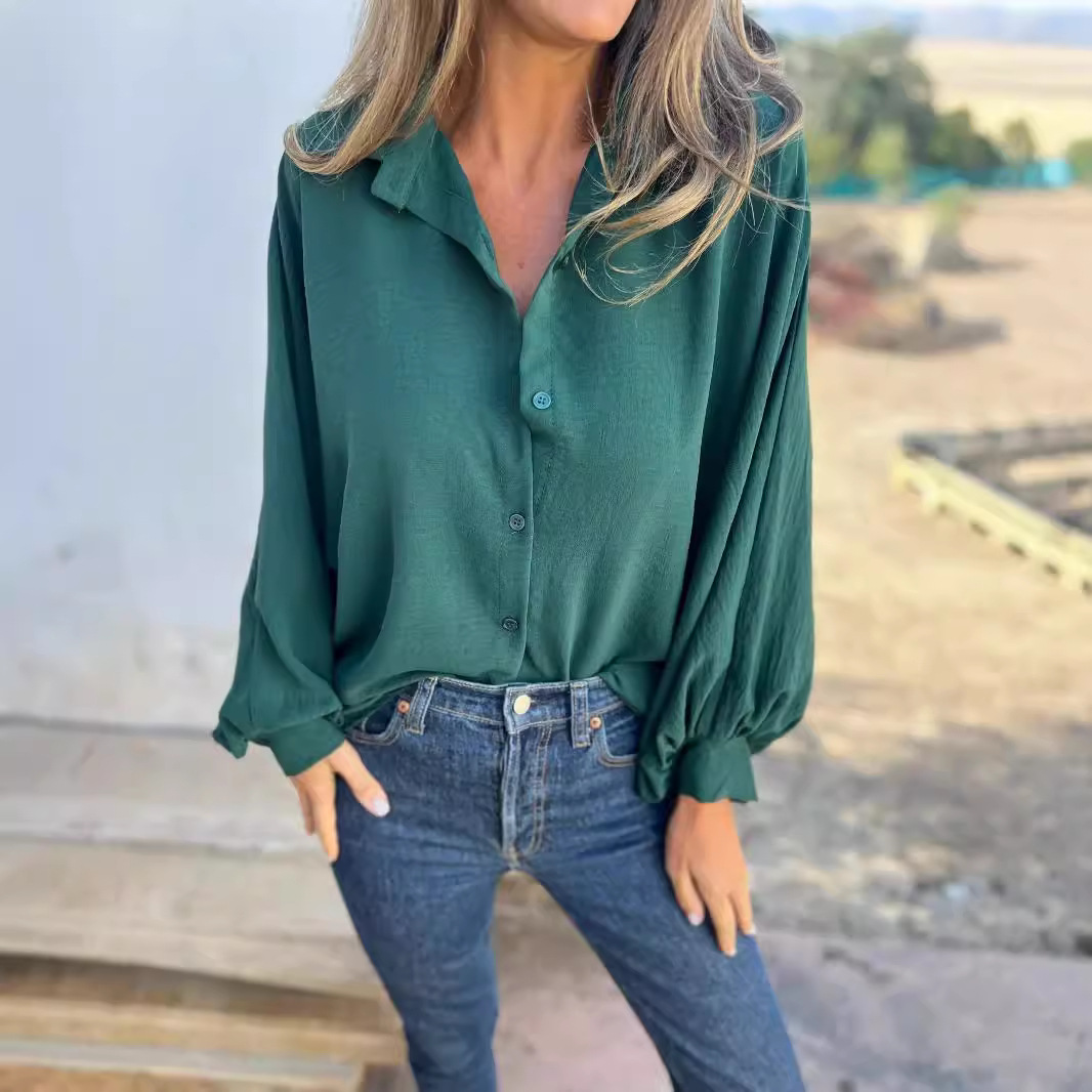 Lightweight women's blouse with front buttons and a flowing, easy-to-wear silhouette