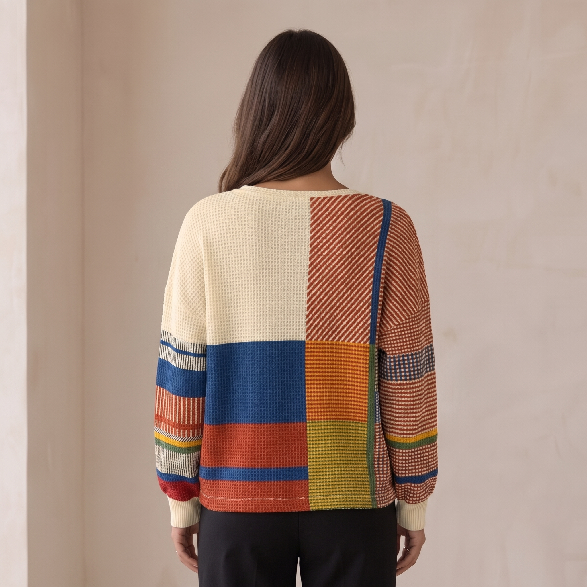 Patterned Waffle-Knit Top Women