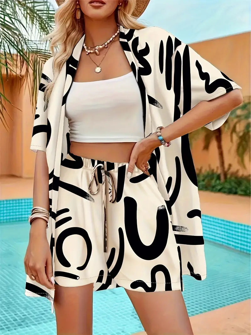 Printed Shirt Short Set Women