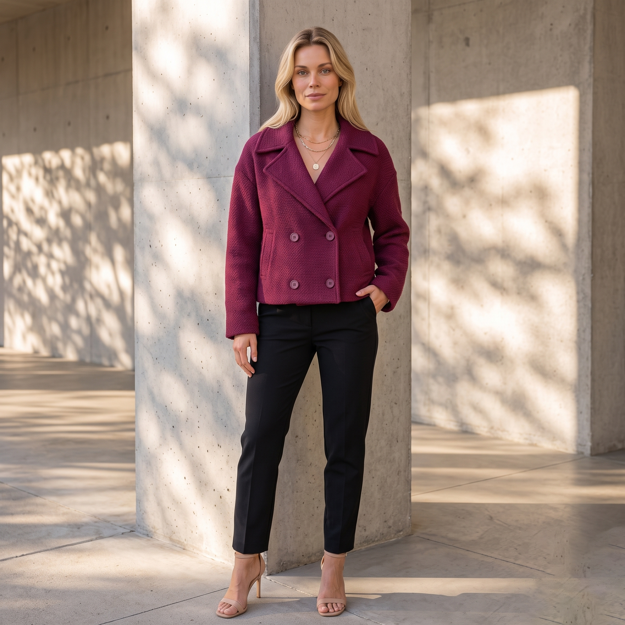 Wool Coat Double Breasted Women