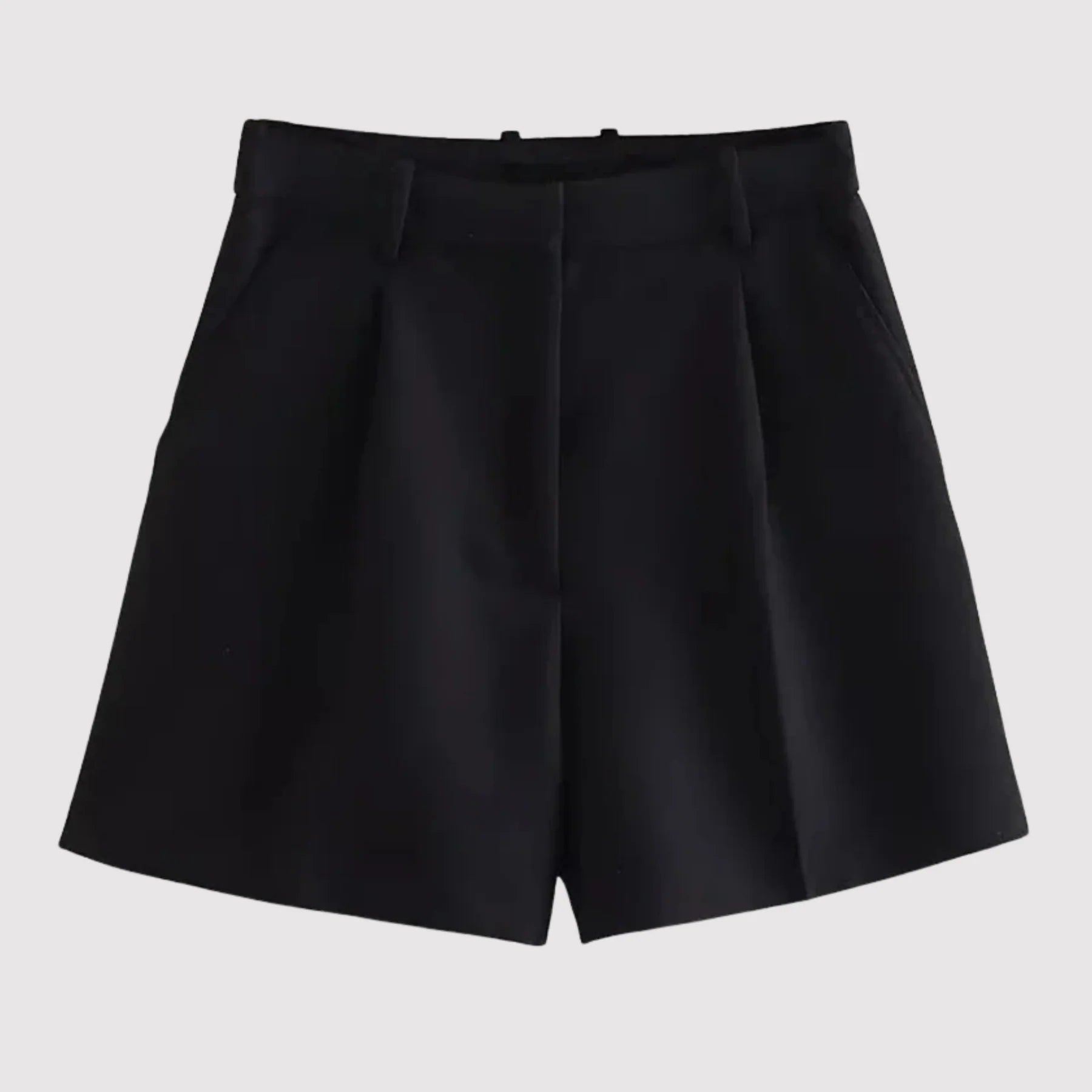 High Waist Shorts Pleated Women Black